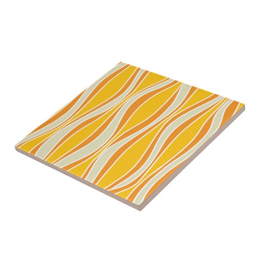 Retro orange Muster der Welle 60ies Fliese (Seite)