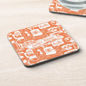 Retro-Orange- oder Farbtelephonmuster Untersetzer (Linke Seite)