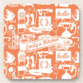 Retro-Orange- oder Farbtelephonmuster Untersetzer (Vorderseite)