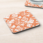 Retro-Orange- oder Farbtelephonmuster Untersetzer (Linke Seite)