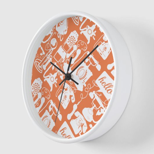 Retro Orange oder Telefonmuster in beliebiger Farb Uhr (Winkel)