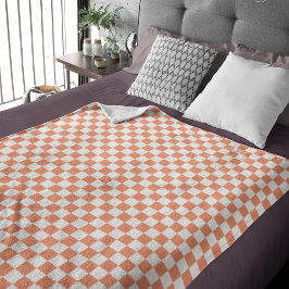 Retro Orange Pastel Karo Muster Fleecedecke