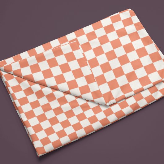 Retro Orange Pastel Karo Muster Fleecedecke