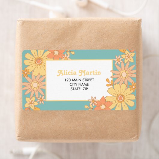 Retro Orange Peach Flora Groovy Anschrift (Insitu)