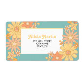Retro Orange Peach Flora Groovy Anschrift (Vorne)