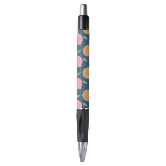 Retro Orange Peach Fruchtmuster Kugelschreiber (Vorderseite Vertikal)