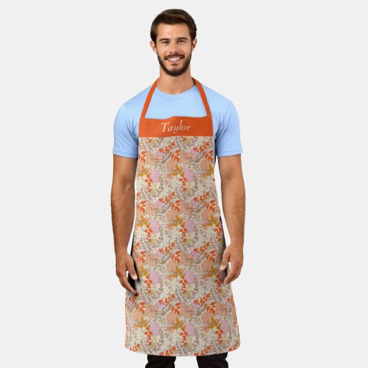 Retro Orange Personalisierte Schürze (Getragen)