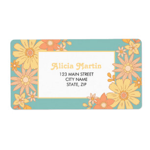 Retro Orange Pfirsich Flora Groovy Adresse