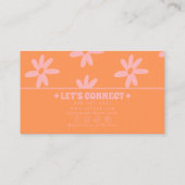 Retro Orange Pink 70s Groovy Floral Boho Girly Fun Visitenkarte (Rückseite)