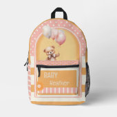 Retro Orange Pink Bear Baby Bedruckter Rucksack (Vorderseite)