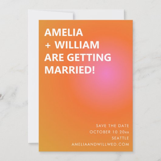 Retro Orange Pink Bold Gradient Modern Wedding  Save The Date (Vorderseite)