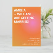 Retro Orange Pink Bold Gradient Modern Wedding  Save The Date (Stehend Vorderseite)