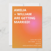 Retro Orange Pink Bold Gradient Photo Wedding  Save The Date (Vorderseite)