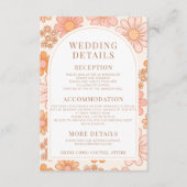 Retro Orange Pink Daisy Wedding Details Cards Begleitkarte (Vorderseite)