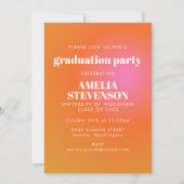 Retro Orange Pink Gradient Foto Graduation Party Einladung (Vorderseite)