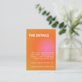 Retro Orange Pink Gradient Hochzeits-QR-Code-RSVP Begleitkarte (Stehend Vorderseite)