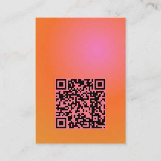 Retro Orange Pink Gradient Wedding QR Code RSVP Begleitkarte (Rückseite)