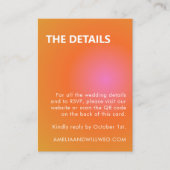Retro Orange Pink Gradient Wedding QR Code RSVP Begleitkarte (Vorderseite)