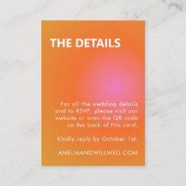 Retro Orange Pink Gradient Wedding QR Code RSVP Begleitkarte