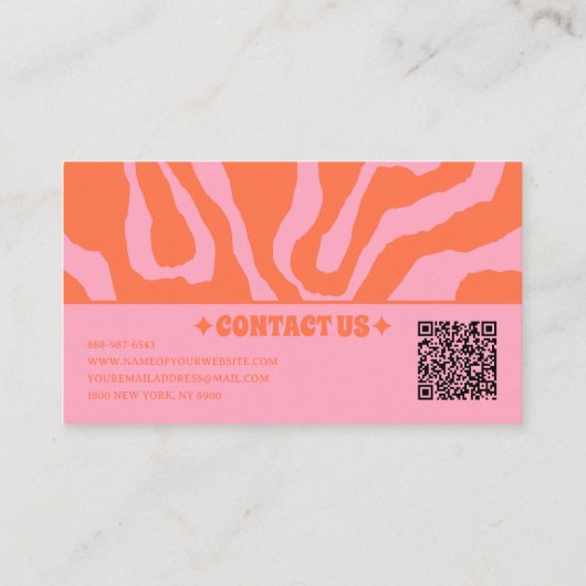 Retro Orange Pink QR Code 70s Boho Groovy Trendy Visitenkarte (Rückseite)