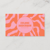 Retro Orange Pink QR Code 70s Boho Groovy Trendy Visitenkarte (Vorderseite)
