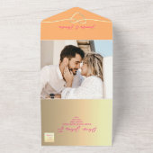 Retro Orange Pink Wedding All In One Einladung (Außenbereich)