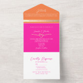 Retro Orange Pink Wedding All In One Einladung (Innen Boden)