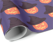 Retro Orange Pumpkin Happy Halloween Geschenkpapier (Rolleneckpunkt)