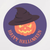 Retro Orange Pumpkin Happy Halloween Labels Etiketten (Design 1)