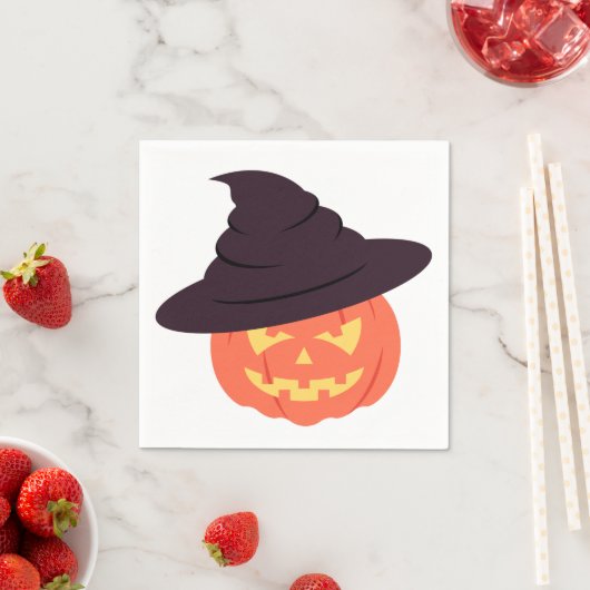 Retro Orange Pumpkin Happy Halloween Napkins Serviette (Beispiel)