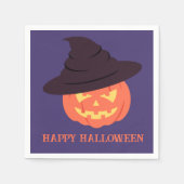 Retro Orange Pumpkin Happy Halloween Napkins Serviette (Vorderseite)
