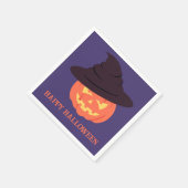 Retro Orange Pumpkin Happy Halloween Napkins Serviette (Ecke)