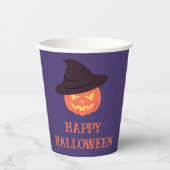 Retro Orange Pumpkin Happy Halloween Paper Cups Pappbecher (Vorderseite)