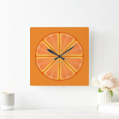 Retro Orange Quadratische Wanduhr (Zuhause)