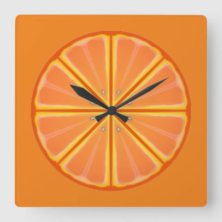 Retro Orange Quadratische Wanduhr