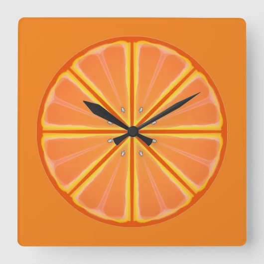 Retro Orange Quadratische Wanduhr (Vorderseite)