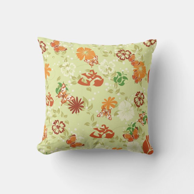 Retro Orange Red Butterfells Blume Kissen Kissen (Vorderseite)