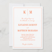 Retro Orange Red Monogram Elegant Wedding  Einladung (Vorderseite)