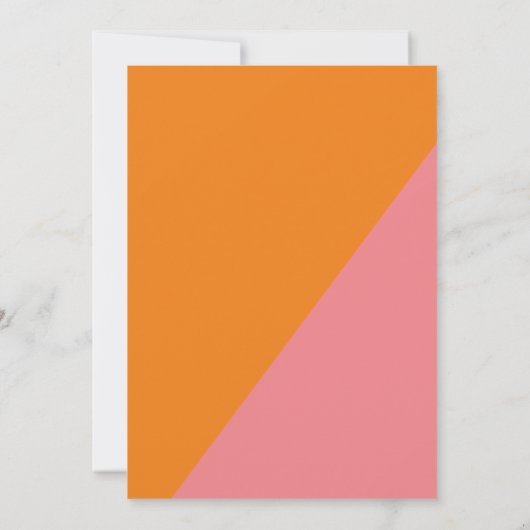 Retro Orange Rosa Farbblock Hochzeitsklotz Lässige Einladung (Rückseite)