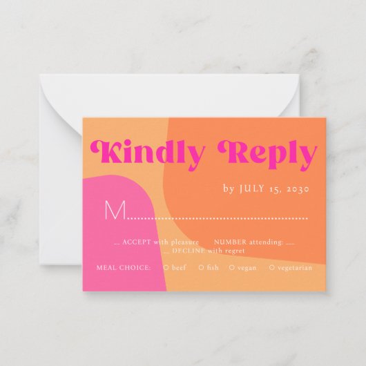 Retro orange rosa fett formatierte Typografie Hoch Mitteilungskarte (Vorderseite)