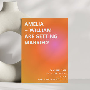 Retro Orange Rosa Fetter Farbverlauf Moderne Hochz Save The Date