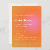 Retro Orange rosa Gradient Formal Bat Mitzvah Einladung (Vorderseite)