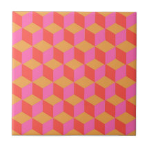 Retro Orange Rosa Quadrat Würfel Geometrisches Mus