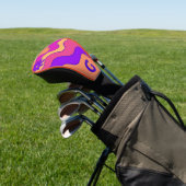 Retro Orange Rosa und Lila Waves Monogramm Golf Headcover (In SItu)