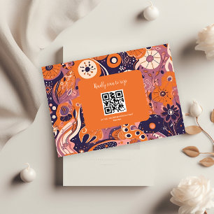 Retro orange rosafarben pink lila psychedelische H RSVP Karte