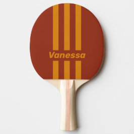 Retro Orange Rost Drei Pin Streifen mit Namen Tischtennis Schläger