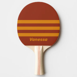 Retro Orange-Rost-Dreier-Streifen mit Namen Tischtennis Schläger