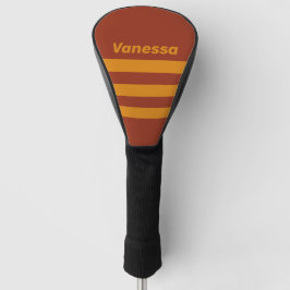 Retro Orange-Rost-Dreierstreifen mit Namen Golf Headcover