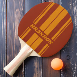 Retro Orange Roste Doppelplatinenstreifen mit Name Tischtennis Schläger