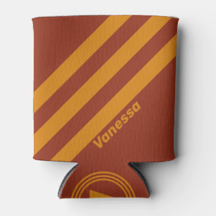 Retro Orange Roste Drei Streifen mit Namen Dosenkühler